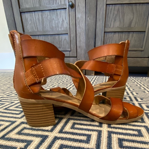 Tan Open Toe Ankle Wrap Sandals - Picture 3 of 6